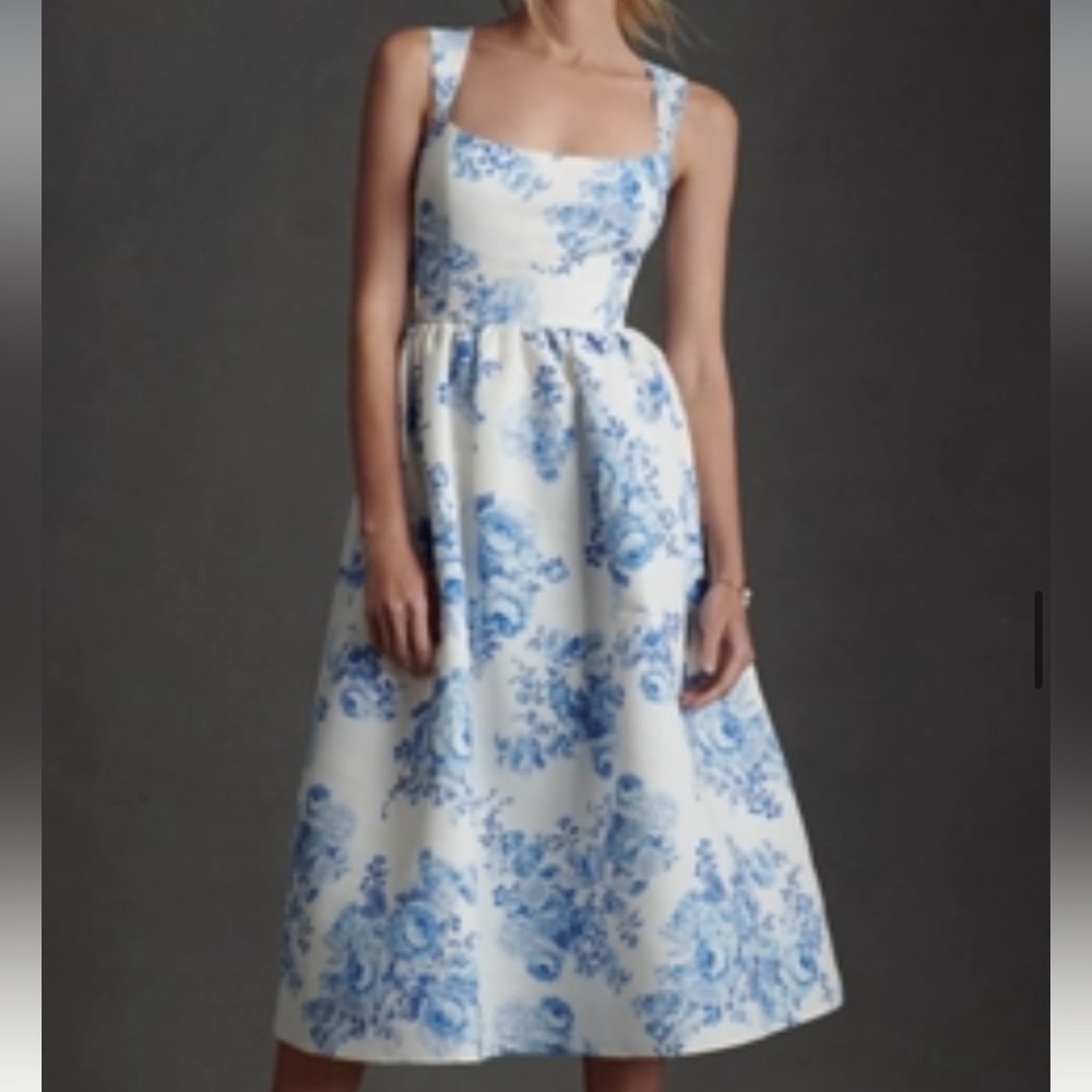 Blaine Taffeta Square Neck Midi Dress